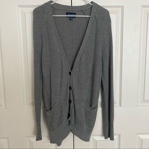 American Eagle Boyfriend Cardigan Pockets Gray Knit Women’s XL